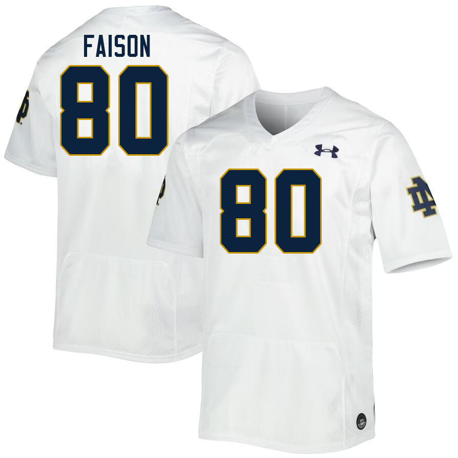 Men #80 Jordan Faison Notre Dame Fighting Irish College Football Jerseys Stitched Sale-White